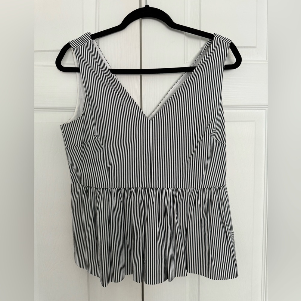 J.Crew Always Black and white striped peplum top